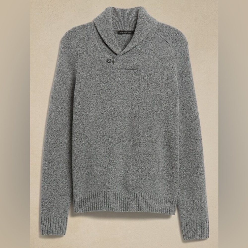 Banana Republic Men’s Heather Gray Shawl Collar Sweater XL